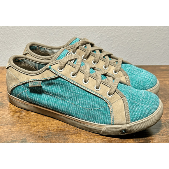 Keen Arcata Kid’s Canvas Lace Up Turquoise Casual Shoes Sz 6 US/ 5 UK - Picture 1 of 12